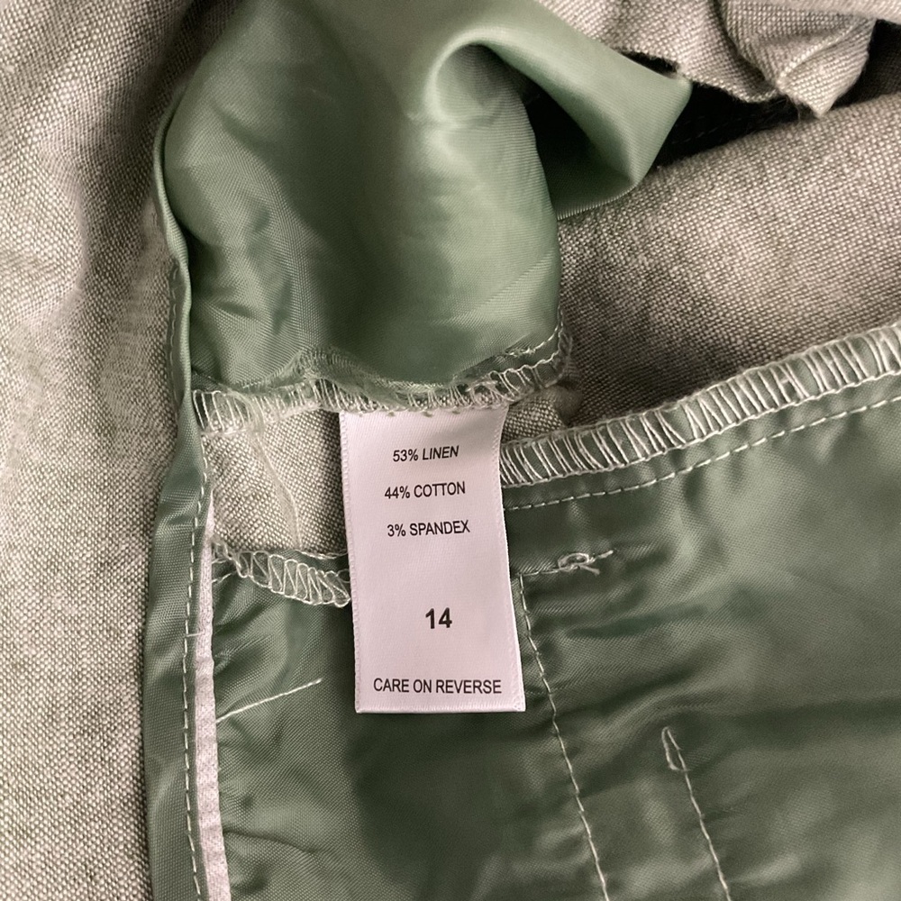 INC Linen Blend Size 14 Wide Leg Ankle Pants Flowy Beachy with Belt Same Color - Picture 3 of 10